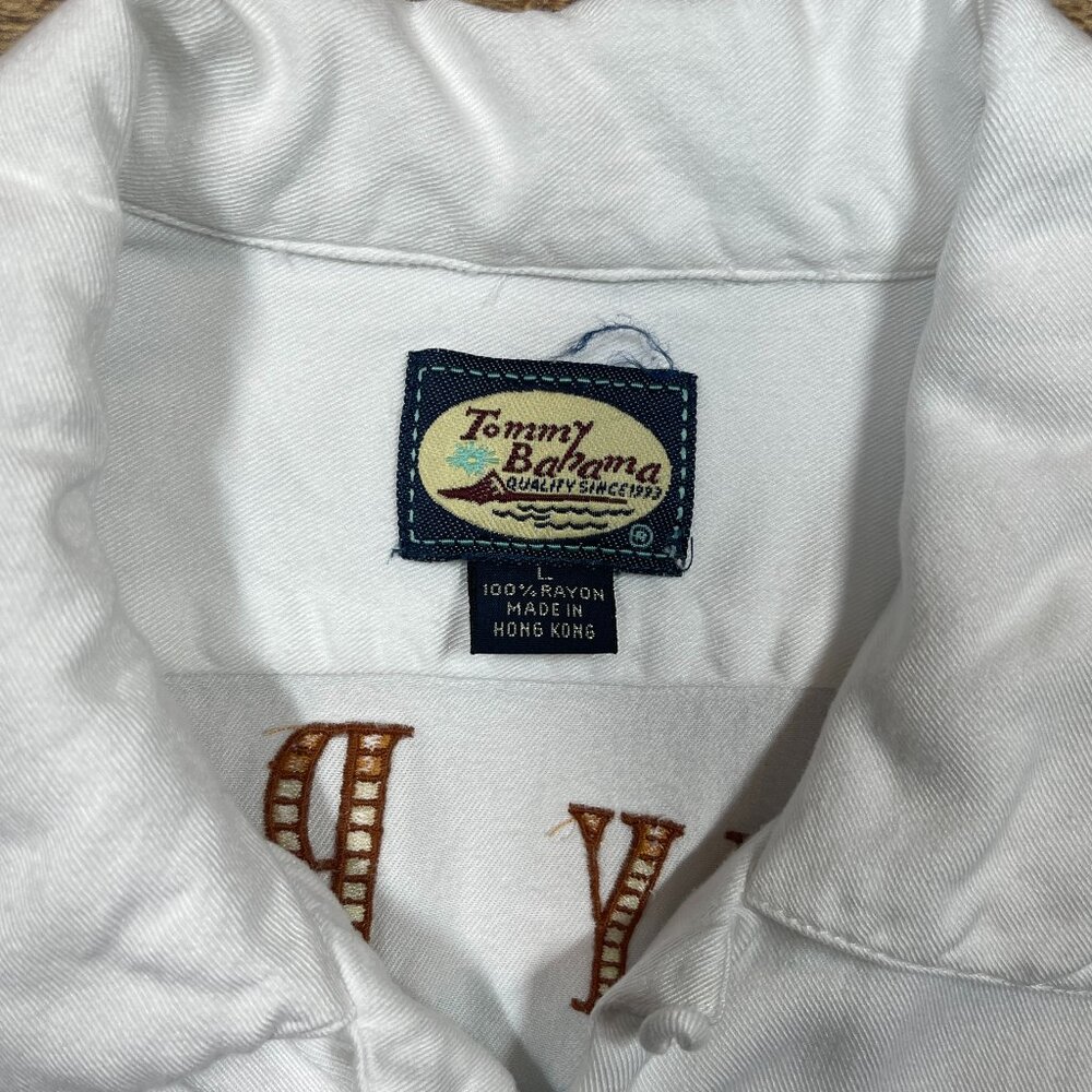 Tommy Bahama White Short Sleeve Button Down Supermall Shirt size Large - Picture 4 of 5